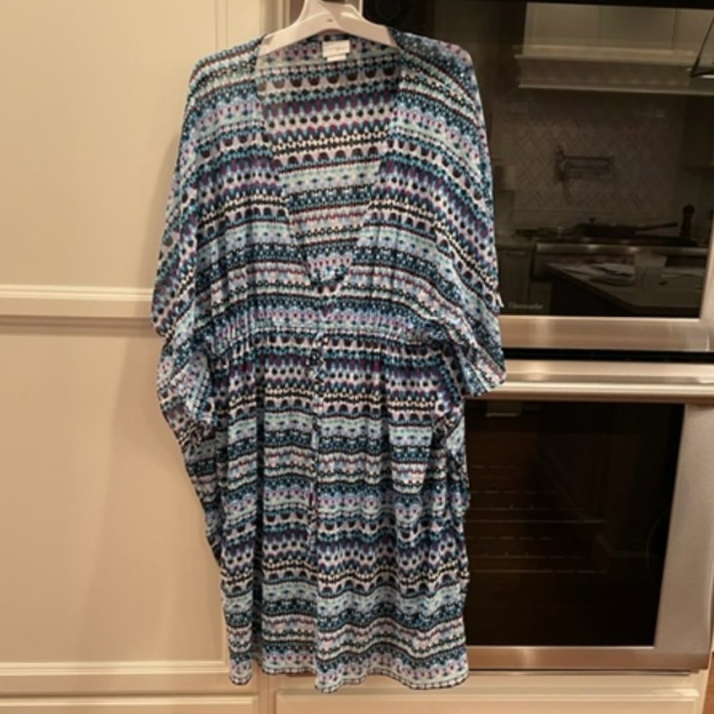 PROFILE BY GOTTEX Swimwear Cover Size L Mesh Colorful Excellent Condition